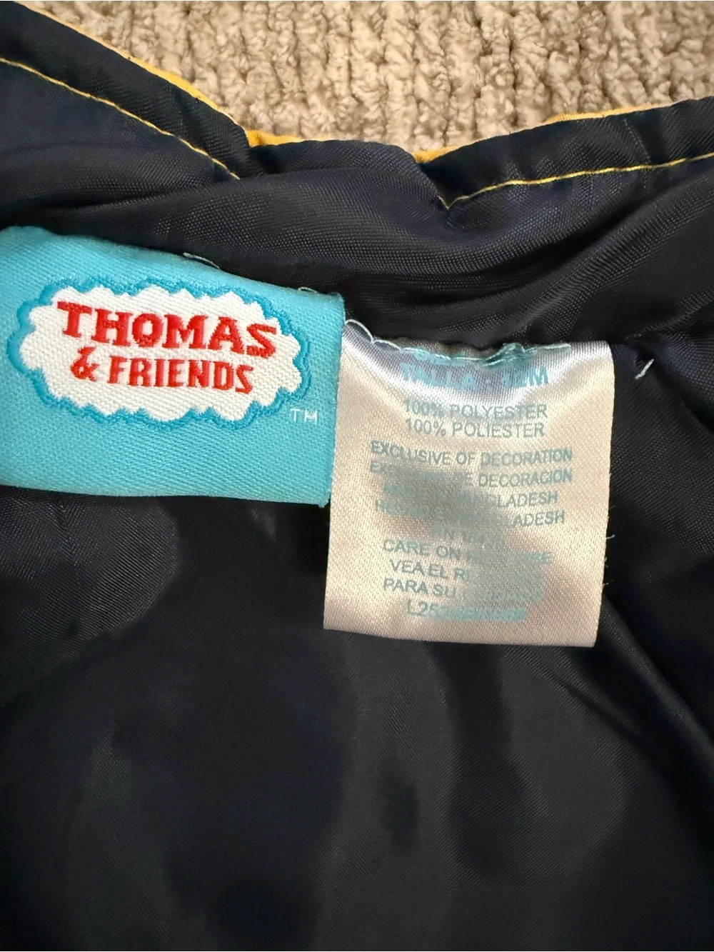 Vintage Thomas & Friends Puffer Vest Yellow Toddler Size 12M Train